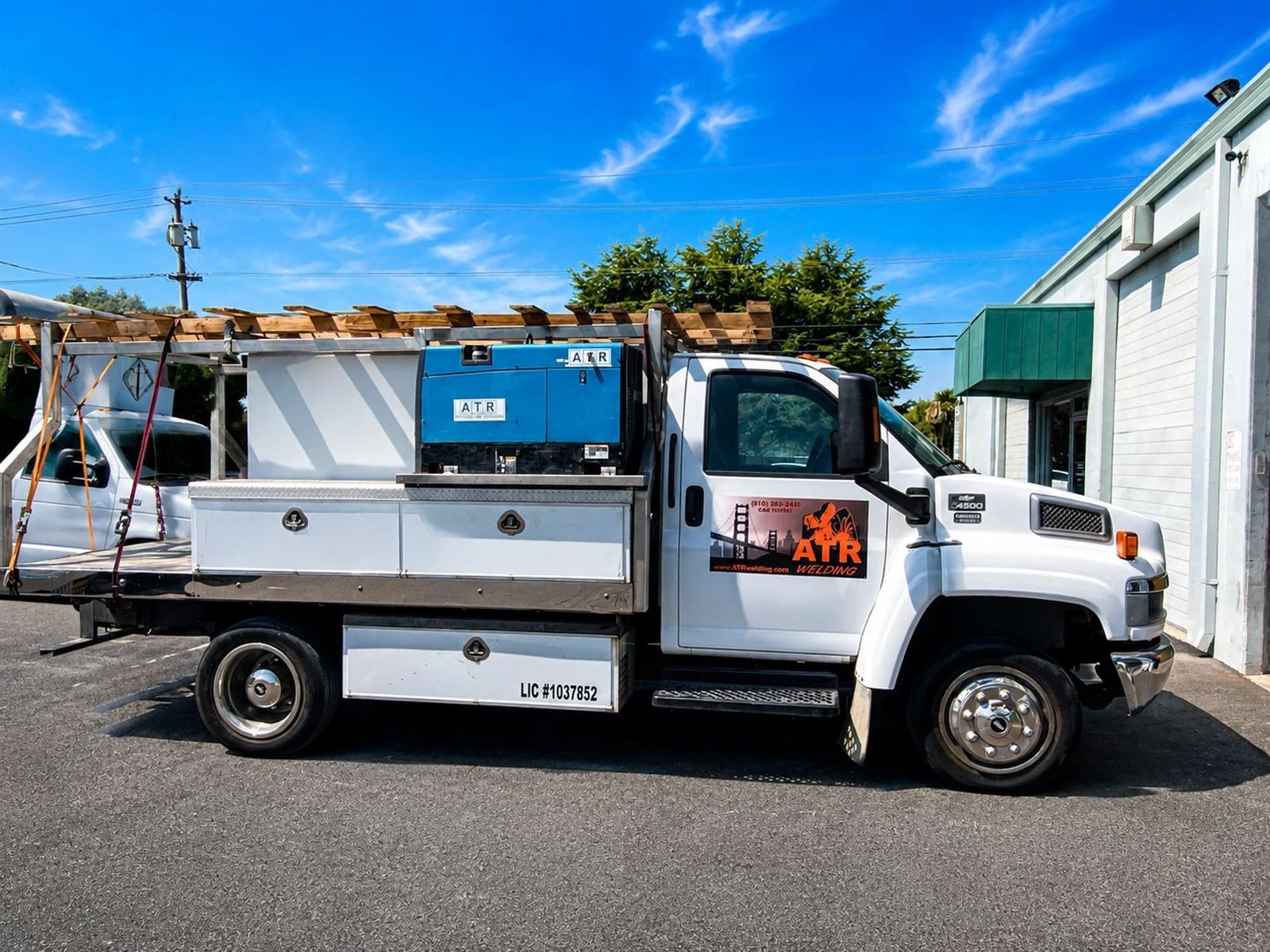 ATR Welding's mobile welding rig, parked outside the Hayward shop